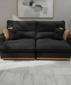 Sofá Retrátil e Reclinável Aquiles/Gran Bello 2,00 m Veludo Preto 111 – ZARAT ESTOFADOS