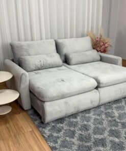Sofá Cama Retrátil Reclinável Amaranto 2.10m Mod.90 - Prata Veludo