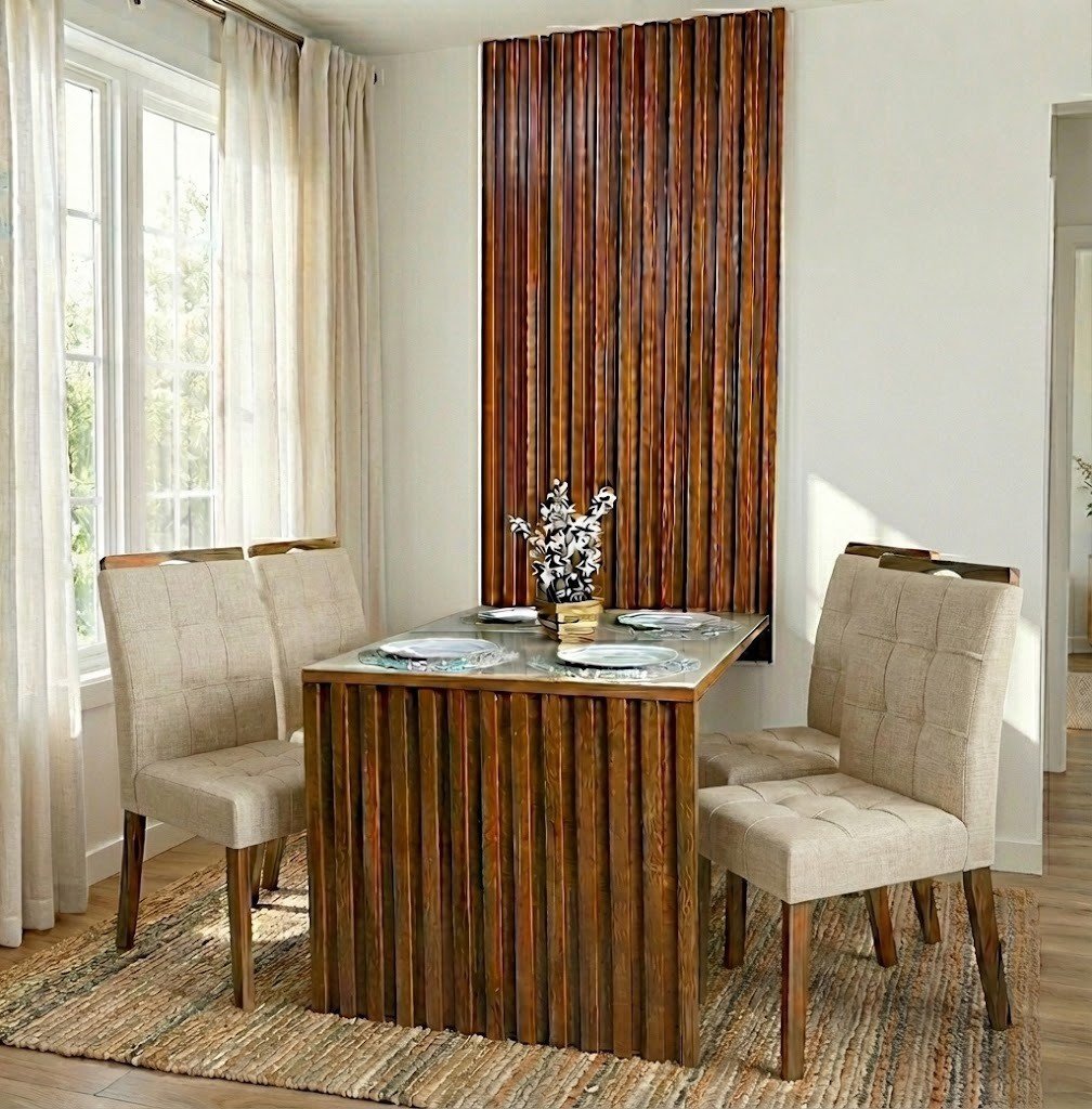 Mesa Cancun 120 Cinamomo/Off White com 4 Cadeiras Sophia Linho Bege 200 – CEL MÓVEIS + WM DECOR