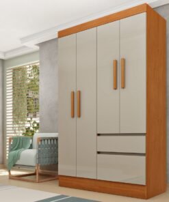 Guarda-Roupa 4 Portas Oregon/Belize 1,08 m Cinamomo/Off White - TCIL