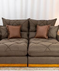 Sofá Retrátil Reclinável Gran Bello 2.00m Linho Marrom - Molas Ensacadas