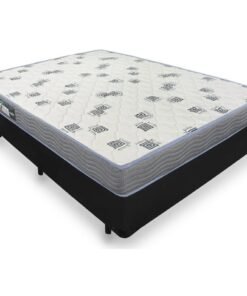 Colchão Casal Light D33 + Base Box Simples Corino Preto - ORTOBOM + BIOSTAR