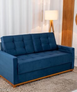 Sofá 3 lugares Living Áustria 1.70m Veludo Azul A16