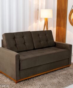 Sofá 3 lugares Living Áustria Veludo Marrom A17 Larg. 1.70m