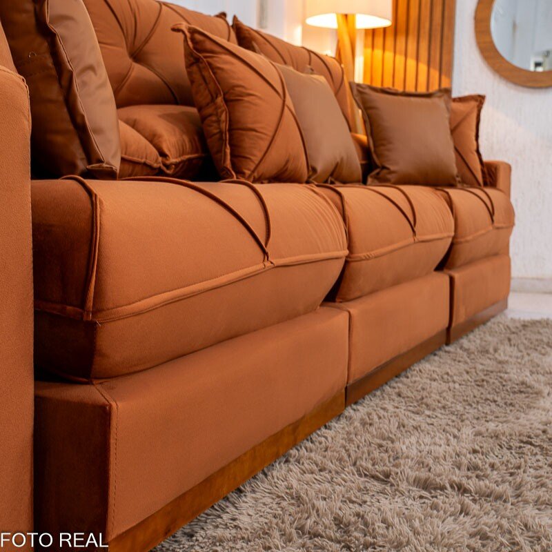 Sofá Retrátil Reclinável Gran Bello 3.20m Veludo Terracota 24 - Molas Ensacadas - Imagem 8