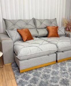 Sofá Retrátil Reclinável Pleno 2.50 – Cinza Linho