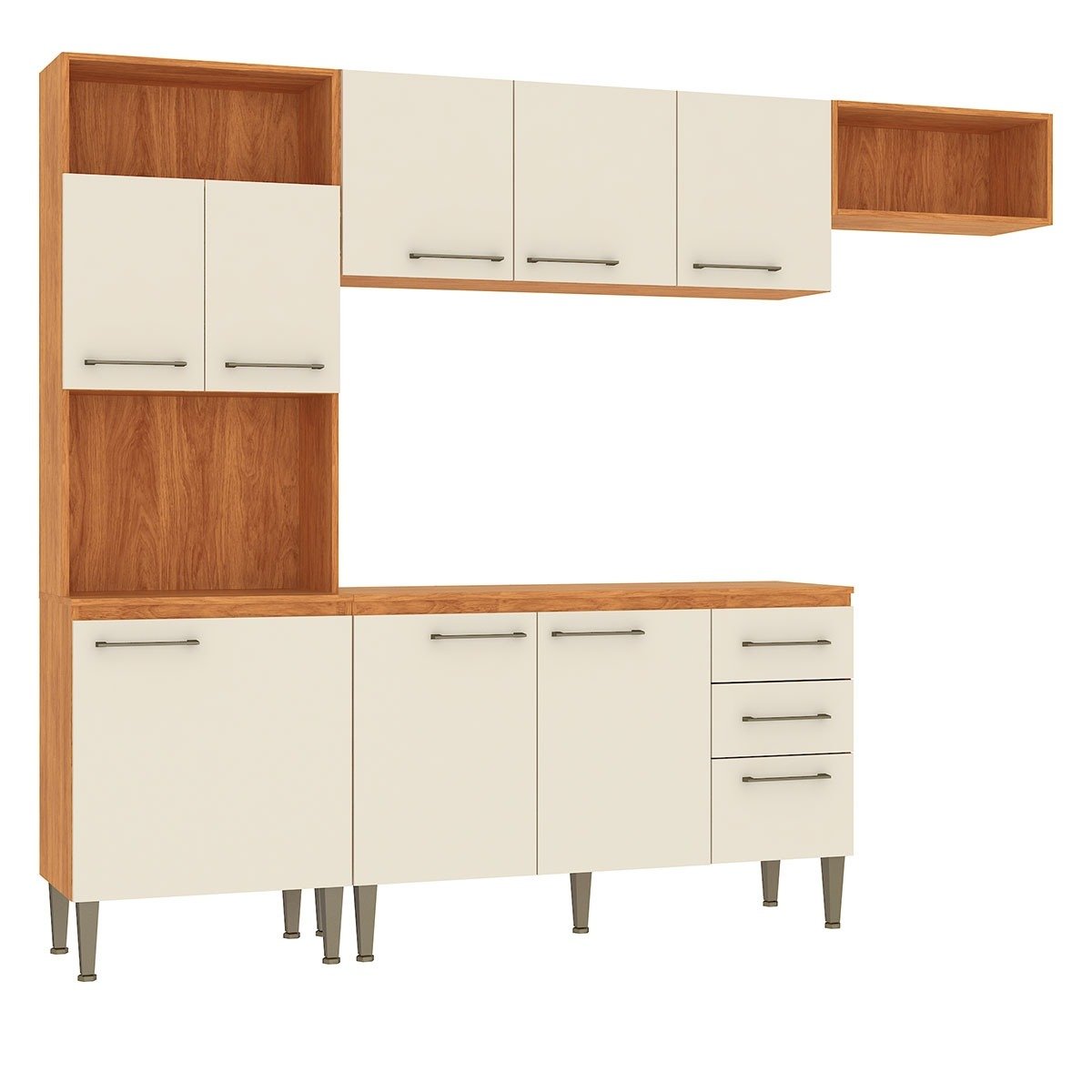 Cozinha Completa Malu CL16 2,40 m Cinamomo/Off White - FELLICCI - Imagem 7