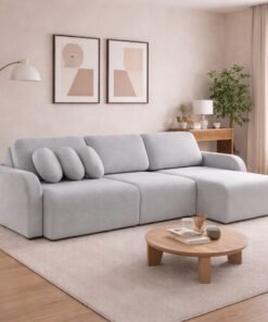 Sofá Cama Retrátil Bellagio 3,00 m Linho Cinza 19 - CONFORT LAR ESTOFADOS