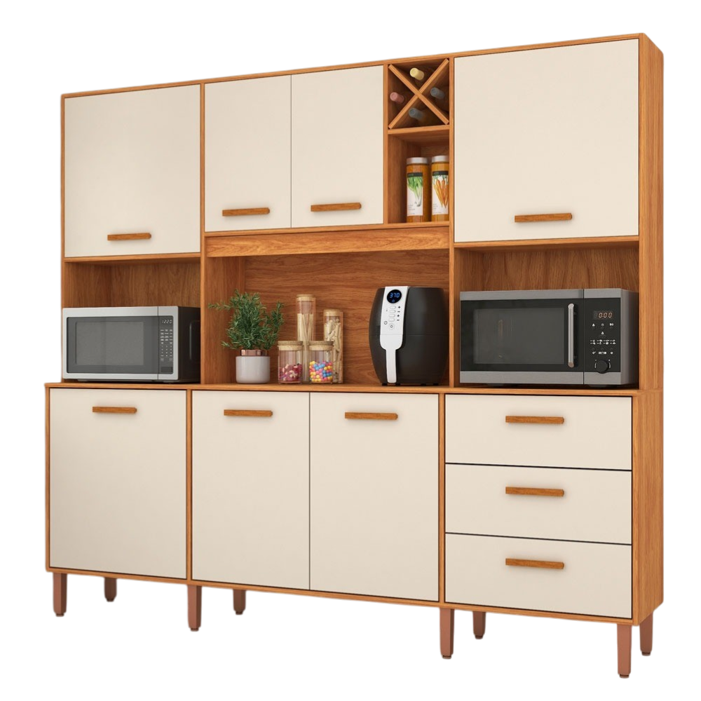 Kit Cozinha Modena CM730 2,18 m Cinamomo/Off White - FELLICCI - Imagem 7