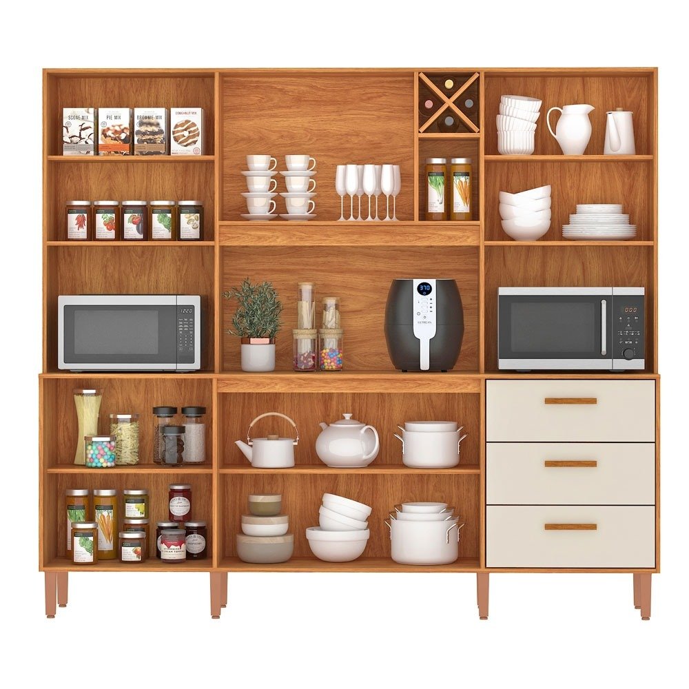 Kit Cozinha Modena CM730 2,18 m Cinamomo/Off White - FELLICCI - Imagem 2