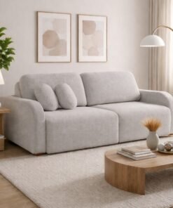 Sofá Cama Retrátil Bellagio 2,30 m Linho Cinza 19 - CONFORT LAR ESTOFADOS