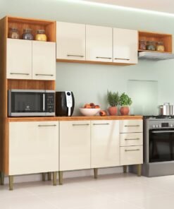 Cozinha Completa Malu CL16 2,40 m Cinamomo/Off White - FELLICCI