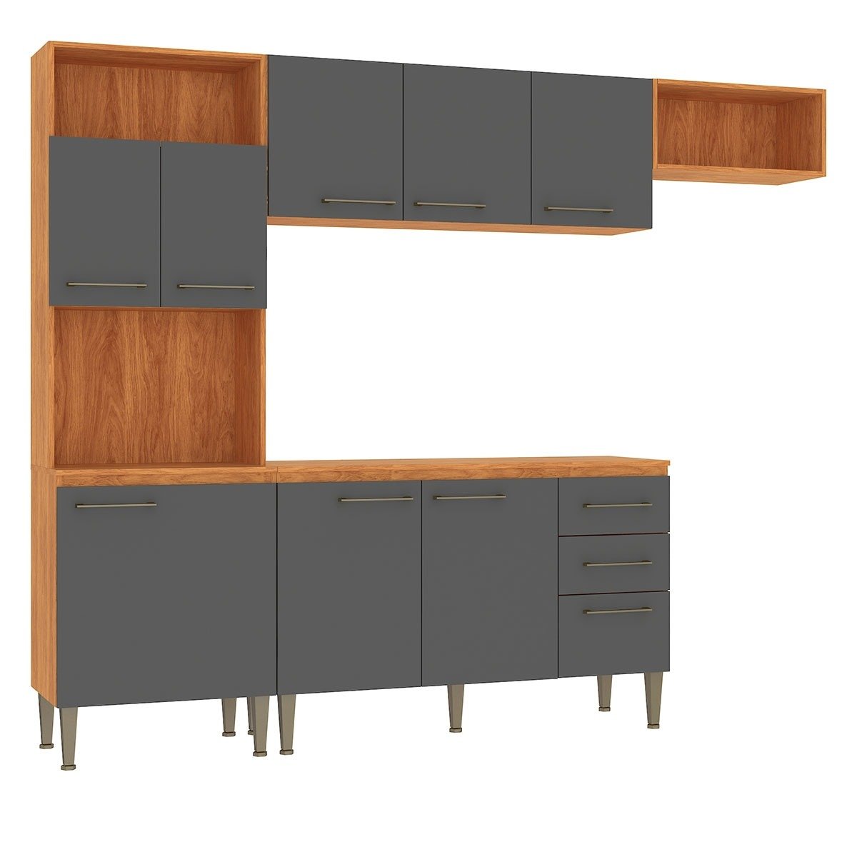 Cozinha Completa Malu CL16 2,40 m Cinamomo/Grafite - FELLICCI - Imagem 6