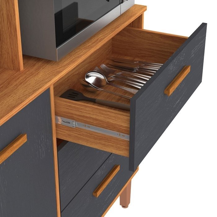 Kit Cozinha Modena CM730 2,18 m Cinamomo/Grafite - FELLICCI - Imagem 5