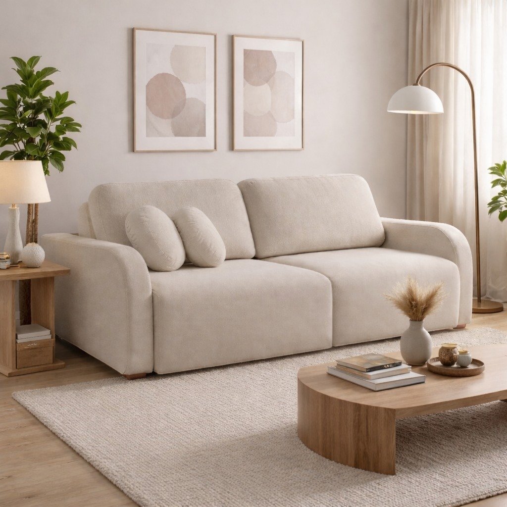 Sofá Cama Retrátil Bellagio 2,30 m Linho Bege 18 - CONFORT LAR ESTOFADOS