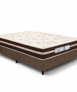 Box Casal Sued Marrom Nosso Sonho + Colchão Casal Livina Molas Ensacadas 138x188x62 Orthoside | Suporta até 220kg