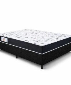 Box Casal Sued Preto Ortobel + Colchão Casal Santé 100% Espuma D33 138x188x47 - Nosso Sonho | Suporta até 240kg