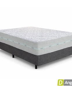 Box Casal Universal Linho Grafite Gazin + Colchão Casal Carbon Molas Ensacadas 138x188x72 - Anjos | Suporta até 240kg