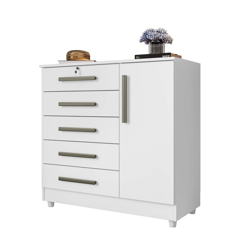 Cômoda Vitória com 5 Gavetas e 1 Porta Branco Rud Rack - Imagem 3