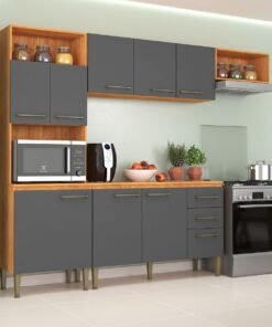 Cozinha Completa Malu CL16 2,40 m Cinamomo/Grafite - FELLICCI
