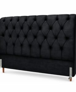 Cabeceira Casal Lavínia Veludo Preto Largura 1.40m
