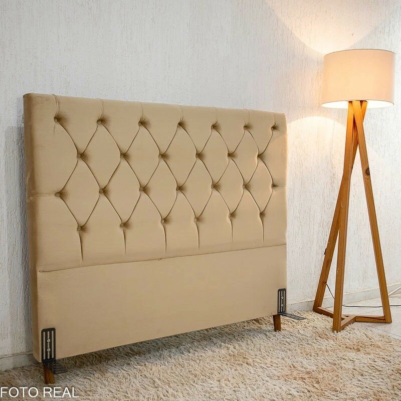 Cama Box Casal Premium Ortopédica D33 138x188x62 Nosso Sonho + Painel Cabeceira Roma Veludo Bege | Suporta até 250kg - Imagem 8