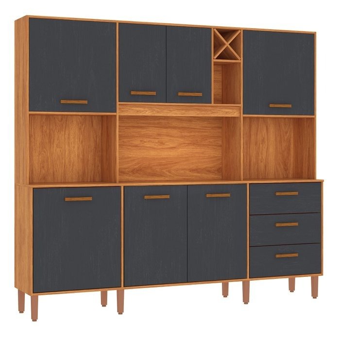 Kit Cozinha Modena CM730 2,18 m Cinamomo/Grafite - FELLICCI - Imagem 7