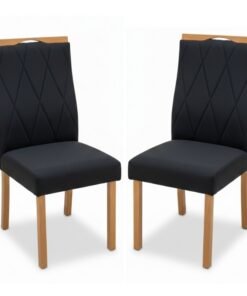 2 Cadeiras Lisboa Preto 504 Madeira Maciça Art Assento - Entregue Montada
