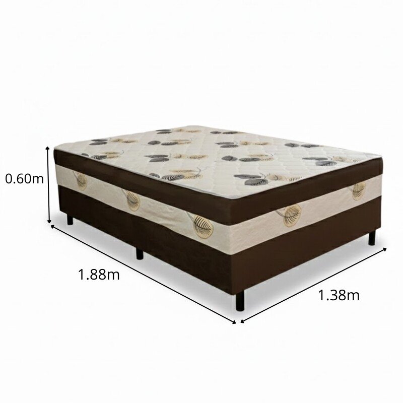 Cama Box Casal Ortopédica Marrom Escuro 138x188x60 Nosso Sonho - Imagem 2