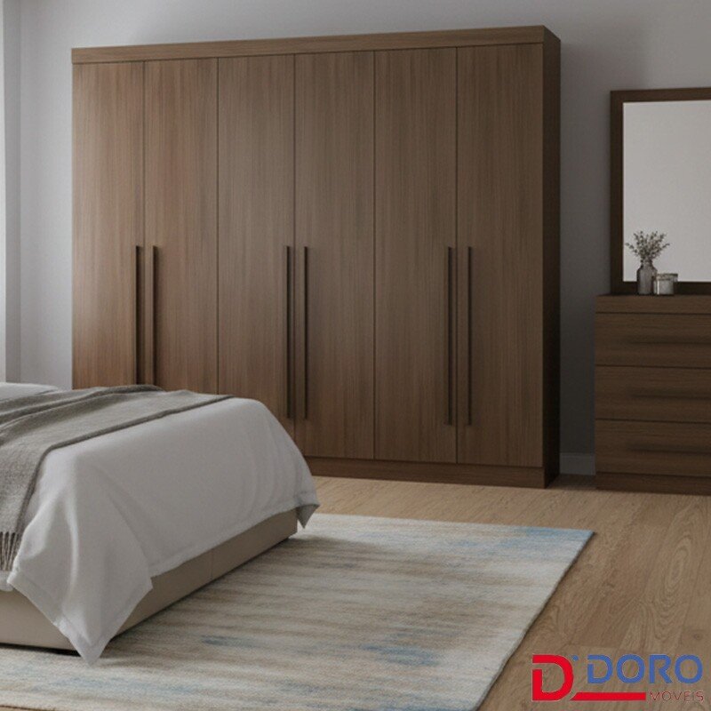 Roupeiro Casal Mônaco Branco 6 Portas 12 Gavetas Larg. 2.40m - D Doro - Imagem 8