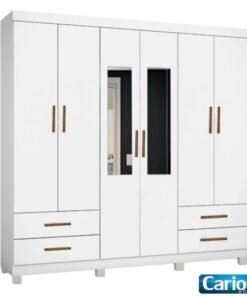 Guarda-Roupa Casal Hércules 6 Portas com Espelho Branco Larg. 1.77m Com Pés Carioca