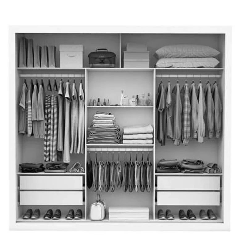 Guarda-Roupa Veneza Premium Larg. 1.88m 3 Portas C/ 3 Espelho 4 Gavetas Branco Carioca - Imagem 2