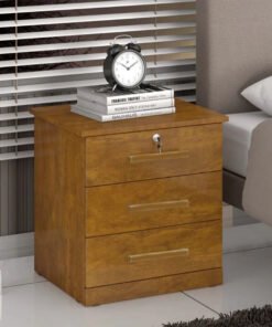 Mesa de Cabeceira 011 Luxo Cinamomo 3 Gavetas Larg. 0.45m - JL Móveis