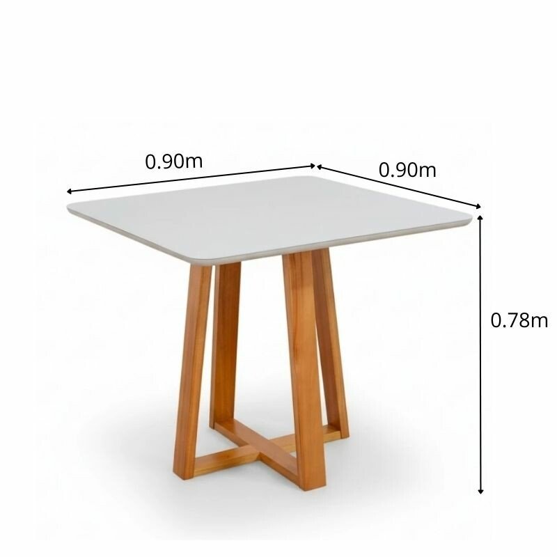 Base Mesa Pedro 4 lugares Vidro Off 90x90 Madeira Maciça Art Assento - Entregue Montada - Imagem 16