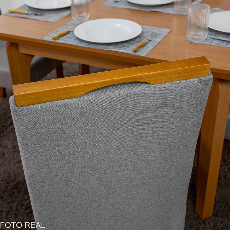Mesa de Jantar Londrina 120x80 Cinamomo Rufato + 4 Cad. Isabela Linho Cinza 05 Madeira - KM Decor - Imagem 6