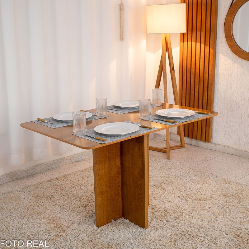 Mesa de Jantar Salina 120x80 Tampo Londres Cinamomo 4 Cadeiras Lisboa Bege 512 Madeira Maciça Art Assento - Imagem 5