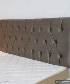 Painel Cabeceira Casal 1.40 Lavínia Veludo Cinza