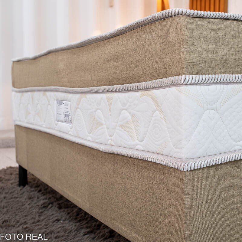 Cama Box Casal Sonho Bom Premium Ortopédica D33 138x188x62 - Nosso Sonho + Painel Cabeceira Lavínia Veludo Bege | Suporta até 250kg - Imagem 5