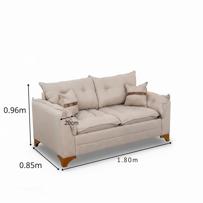 Sofá 3 Lugares Creta Larg. 1.80m Linho Bege 24 - Molas bonnel - Imagem 2