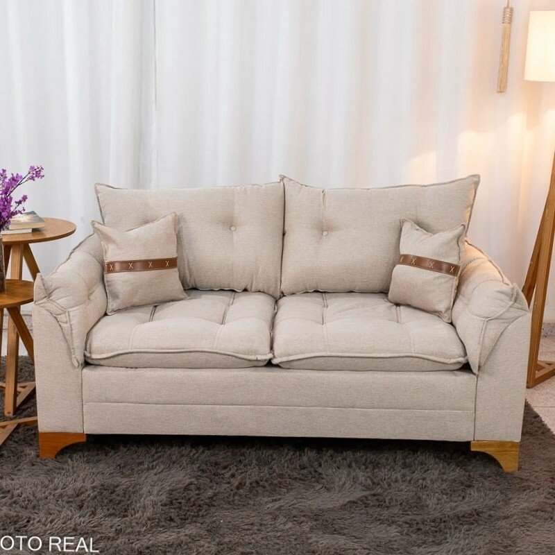 Sofá 3 Lugares Creta Larg. 1.80m Linho Bege 24 - Molas bonnel - Imagem 3