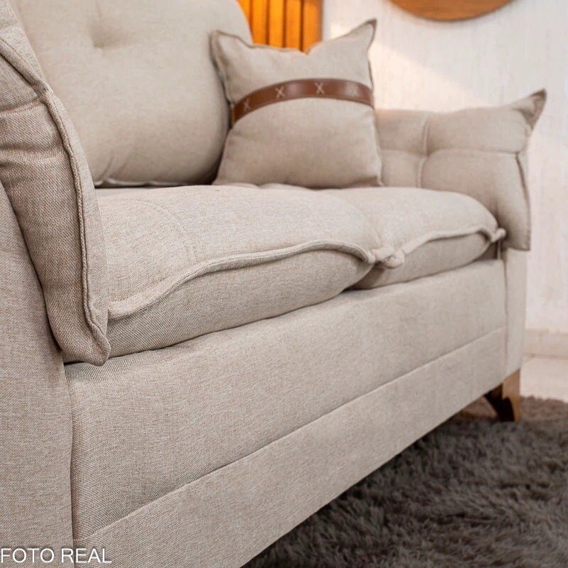 Sofá 3 Lugares Creta Larg. 1.80m Linho Bege 24 - Molas bonnel - Imagem 5