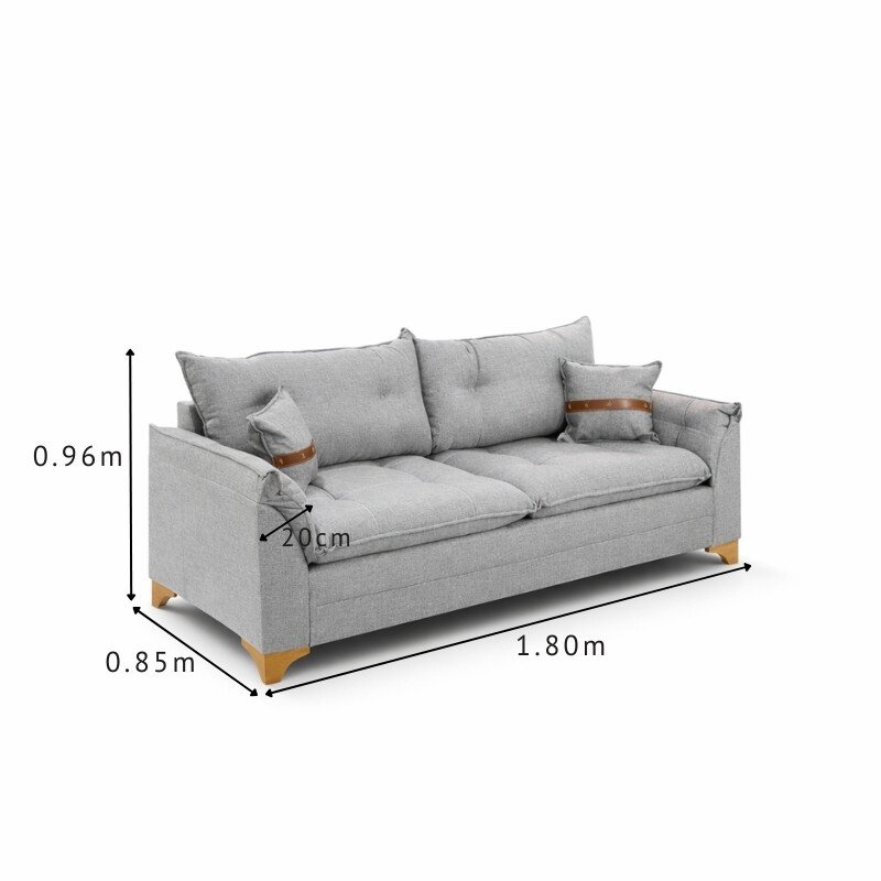 Sofá 3 Lugares Creta Larg. 1.80m Linho Cinza 27 - Molas bonnel - Imagem 2