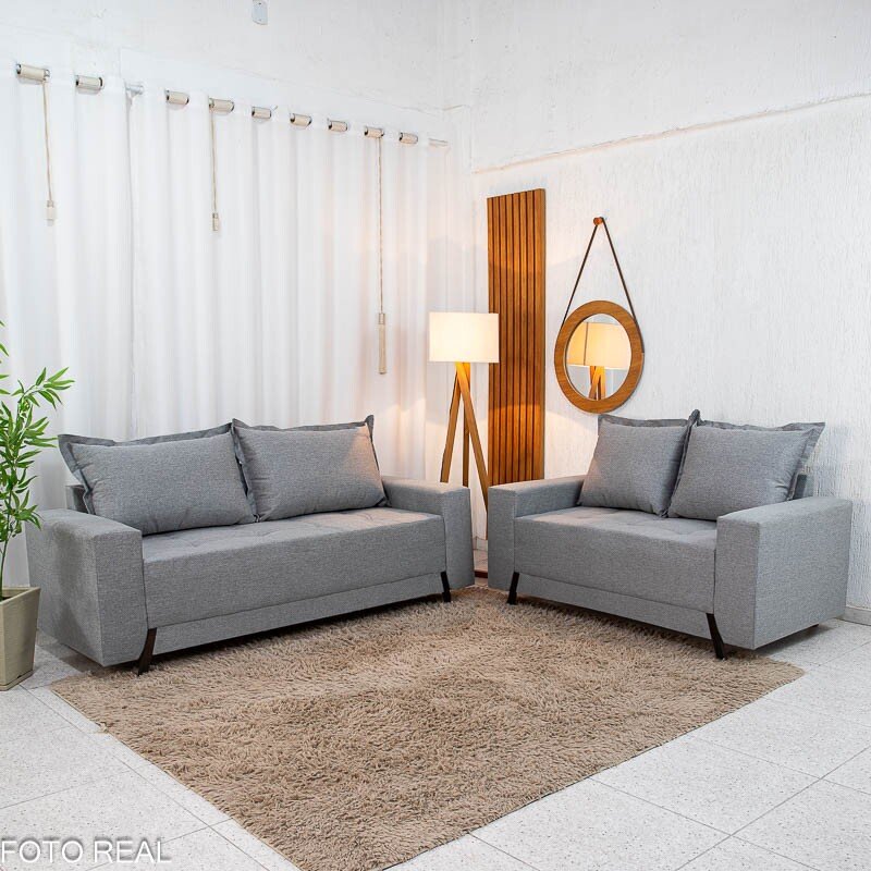 Sofá 3 e 2 lugares 8100 Linho Cinza 27