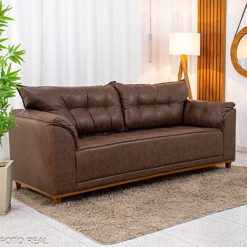 Sofá 3 Lugares Creta Larg. 1.80m Linho Bege 24 - Molas bonnel - Imagem 14