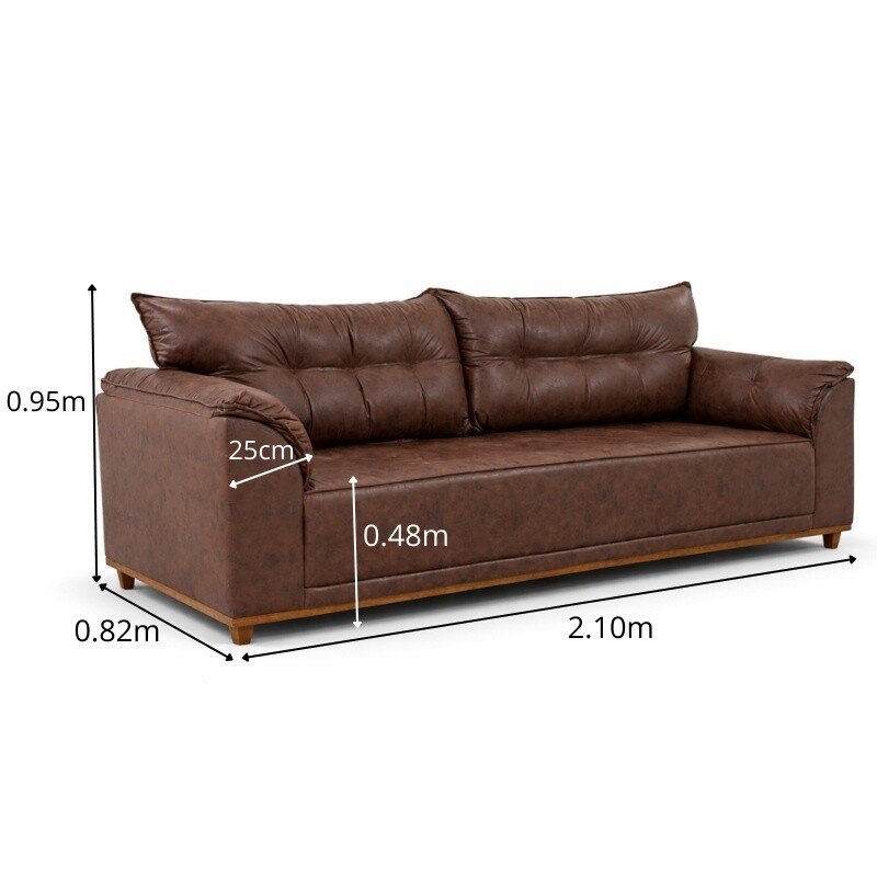 Sofá 3 Lugares Creta Larg. 1.80m Linho Bege 24 - Molas bonnel - Imagem 15