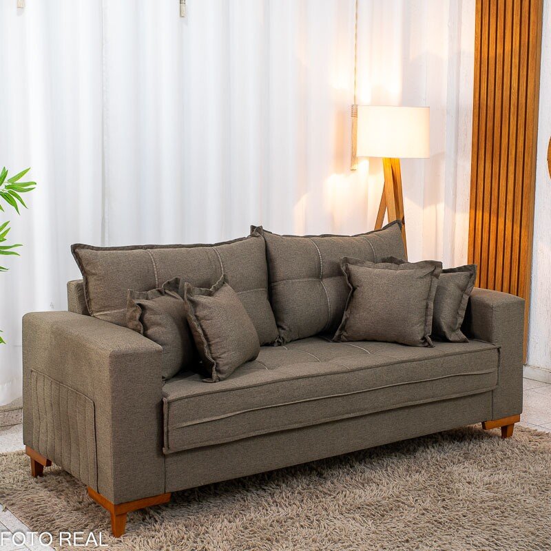 Sofá 3 Lugares Creta Larg. 1.80m Linho Bege 24 - Molas bonnel - Imagem 8