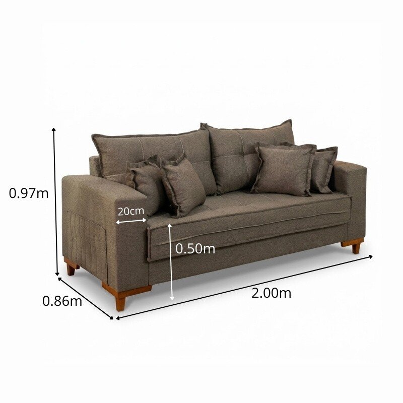 Sofá 3 Lugares Creta Larg. 1.80m Linho Bege 24 - Molas bonnel - Imagem 9