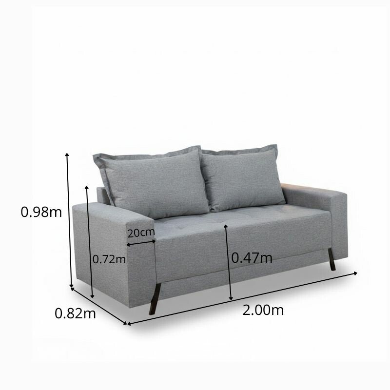 Sofá 3 lugares 8100 2.00m Linho Cinza 27 - Imagem 2