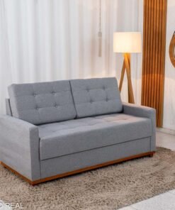 Sofá 3 lugares Living Áustria Linho Cinza A59 Larg. 1.70m