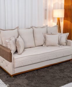 Sofá 3 lugares Vican Linho Bege 5044 Detalhe 05 Larg. 2.00m - Molas Bonnel